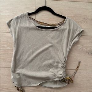 We The Free Beige Short Sleeve Top with Side Tie